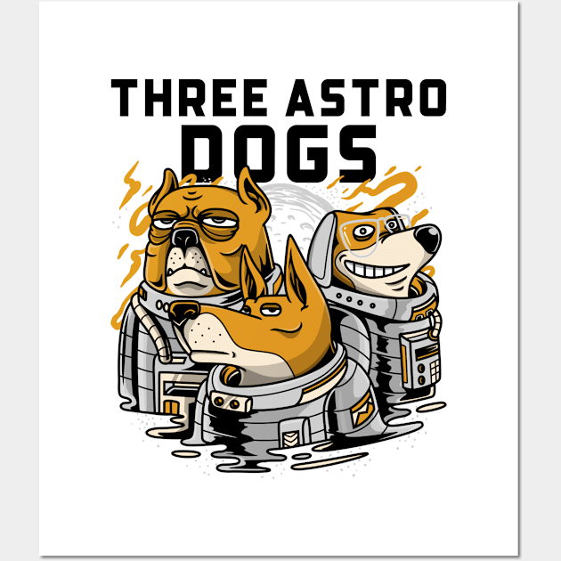 Three Astro Dogs Wall Art by Mads' Store